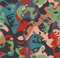 Abstract graphic in cubism style. Design poster with abstract form mask face characters. Modern colourful art. Graffiti print. Cartoon seamless background vector