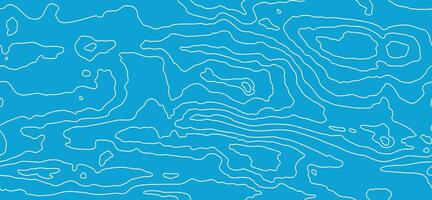 Geographic grid, elevation map. Seamless wooden pattern. Water blue background. Topographic map lines, earth relief, contour background vector
