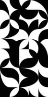 Abstract geometric round shapes wallpaper. Black and white Bauhaus style composition. Petals and leaves pattern, simple shapes create stylization images. Retro poster or cover vector