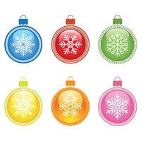Set of New Year's multi-colored balls with snowflakes vector