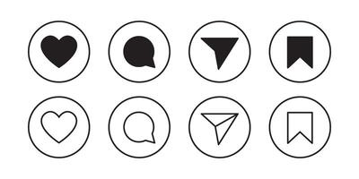 Social network flat round button icon set vector