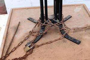 Strong iron steel chain close up. photo