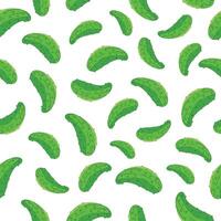 Seamless pattern of green cucumbers on a white background vector