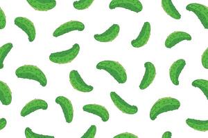 Green cucumber seamless pattern on white background vector