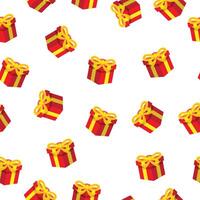 red and yellow gift boxes seamless pattern with on white background vector