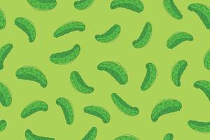 Pickle fabric or green cucumber seamless pattern isolated on light green background vector