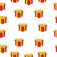Seamless pattern background with red giftbox illustration on the light pink background. Gift box motif vector
