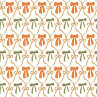 Cute bows and ribbons seamless pattern. Coquette repeat background with bow knots. hand drawn design for wallpaper, repeat background, print, textile, wrap paper, birthday decoration. vector