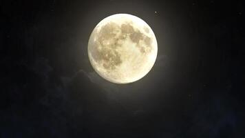 Full Moon in the night sky with some particle and fog Abstract Background video