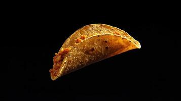 Flying Taco Isolated on Black Background photo