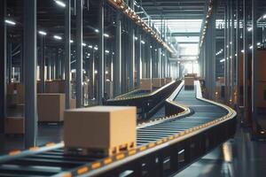 Automated sorting machinery processes packages efficiently within a distribution center photo