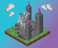 Geometric polygonal Unicorn on a platform. Triangle pattern design. vector