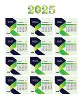 Desk Calendar Template 2025, New Year 2025 table calendar, Minimalist desk calendar 2025 template. vector