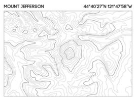 Topographic contour map of Mount Jefferson with precise elevation lines and geographical coordinates. Topographic map . vector