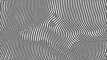 Black and white abstract optical art with dynamic wavy lines and distortion effect vector