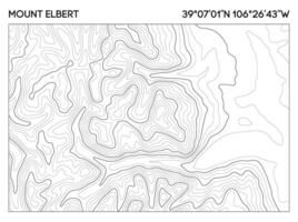 Topographic map of Mount Elbert with precise elevation lines and geographic coordinates for exploration. Topographic map . vector
