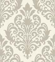 Beige damask floral pattern on a light cream background with symmetrical ornamental design. Damask seamless pattern. vector