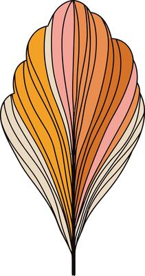 Abstract Autumn Leaf Illustration with Pastel Colors and Outline