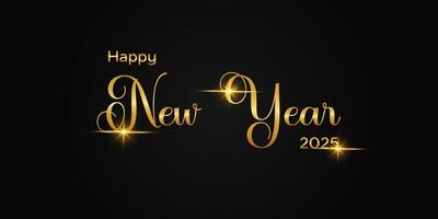 Happy New Year 2025 abstract Hand drawn calligraphy design. 2025 New year banner design vector