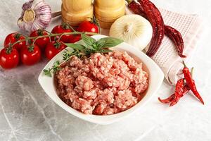 Raw minced pork uncooked meat photo
