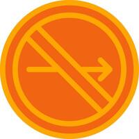 No Turn Right Orange Filled Icon vector