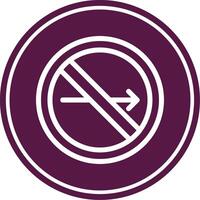 No Turn Right Line Circle Icon vector