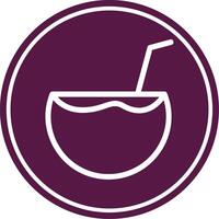 Coconut Drink Line Circle Icon vector