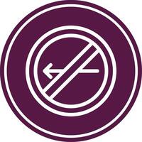 No Turn Left Line Circle Icon vector