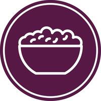 Rice Bowl Line Circle Icon vector