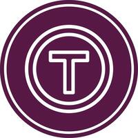 T Junction Line Circle Icon vector
