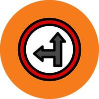 Go Straight Or Left Colorful Icon vector