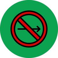 No Turn Right Colorful Icon vector