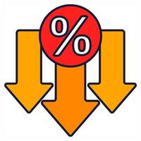 Low Interest Rate and rate icon concept vector