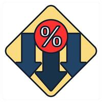 Low Interest Rate and rate icon concept vector