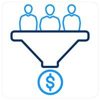 Funnel and Filter Money icon concept vector