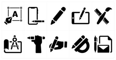A set of 10 design and creativity icons as designing, draw, pencil vector