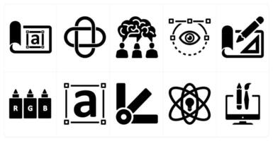 A set of 10 design and creativity icons as style, logo, creative idea vector