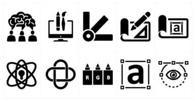 A set of 10 design and creativity icons as creative idea, custom design, color palette vector