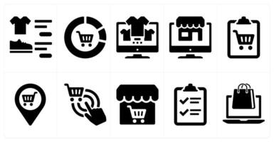A set of 10 ecommerce icons as online shop, shopping analysis, website shopping vector