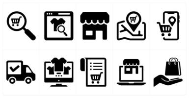 A set of 10 ecommerce icons as find store, product search, store vector