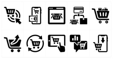 A set of 10 ecommerce icons as locate cart, mobile cart payment, online cart vector
