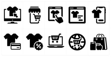 A set of 10 ecommerce icons as cloth shopping, mobile store, online shopping vector