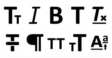A set of 10 editing tools icons as font size, italic, bold vector