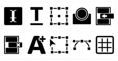 A set of 10 editing tools icons as paragraph, text, transform vector