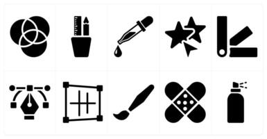 A set of 10 editing tools icons as rgb, creativity, color picker vector