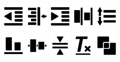 A set of 10 editing tools icons as left indent, left align, right indent vector