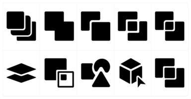 A set of 10 editing tools icons as layers, weld, subtract vector