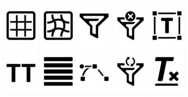 A set of 10 editing tools icons as grid, mesh, filter vector