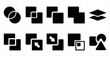 A set of 10 editing tools icons as intersection, intersect, subtract vector