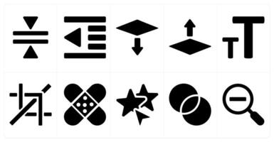 A set of 10 editing tools icons as compress, left indent, download vector